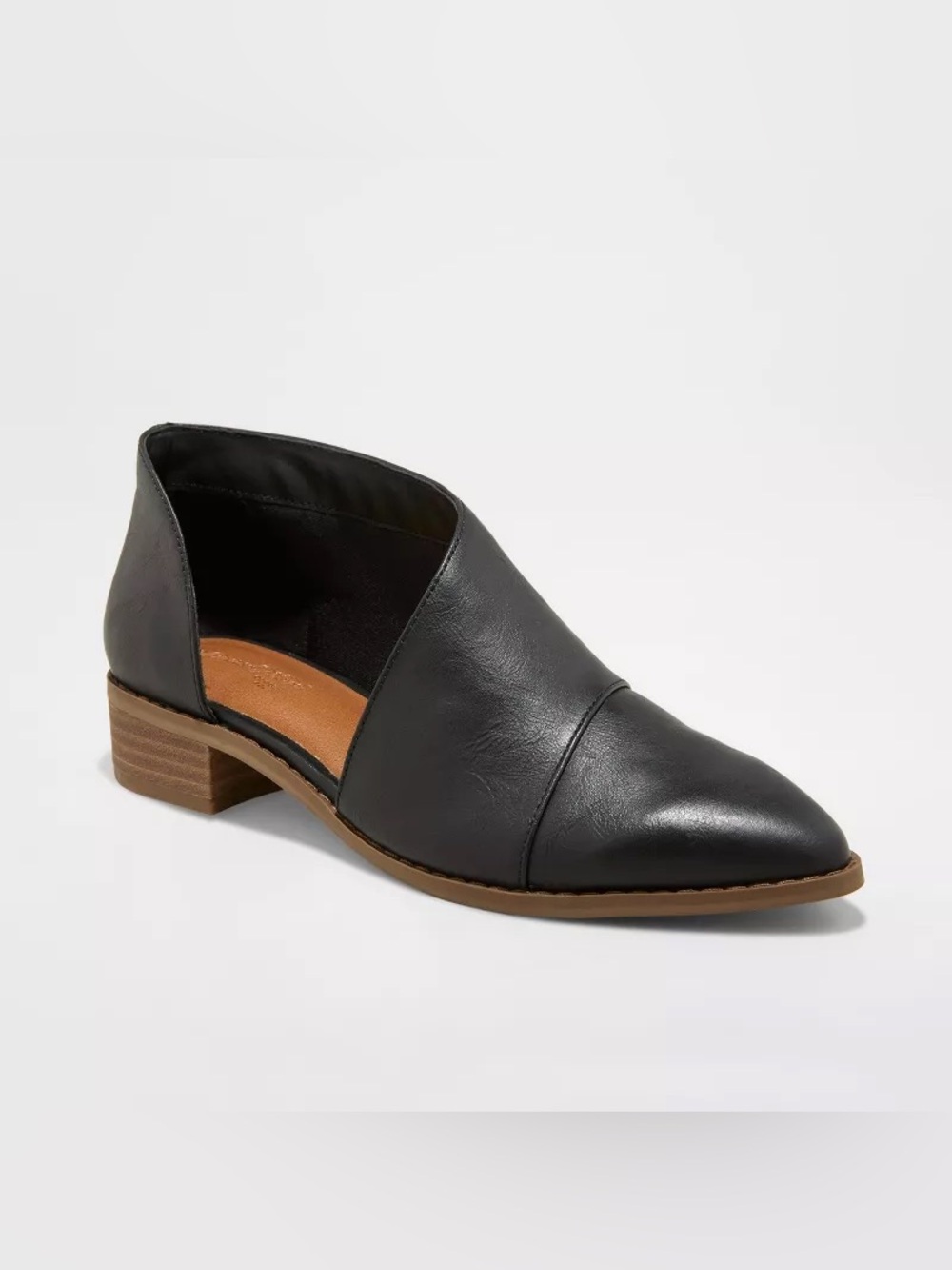 Universal Thread Black Cutout Pointed Toe Low Heel Mule Size 8.5 NWOT